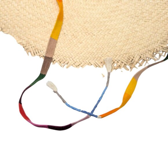 Sunshine Tienda Wide Brimmed Palm Hat Womens Beige Fringe Drawstring Size M/L main image 11